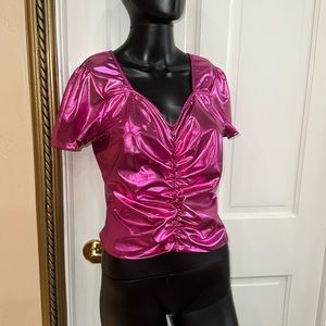Bright pink metallic top